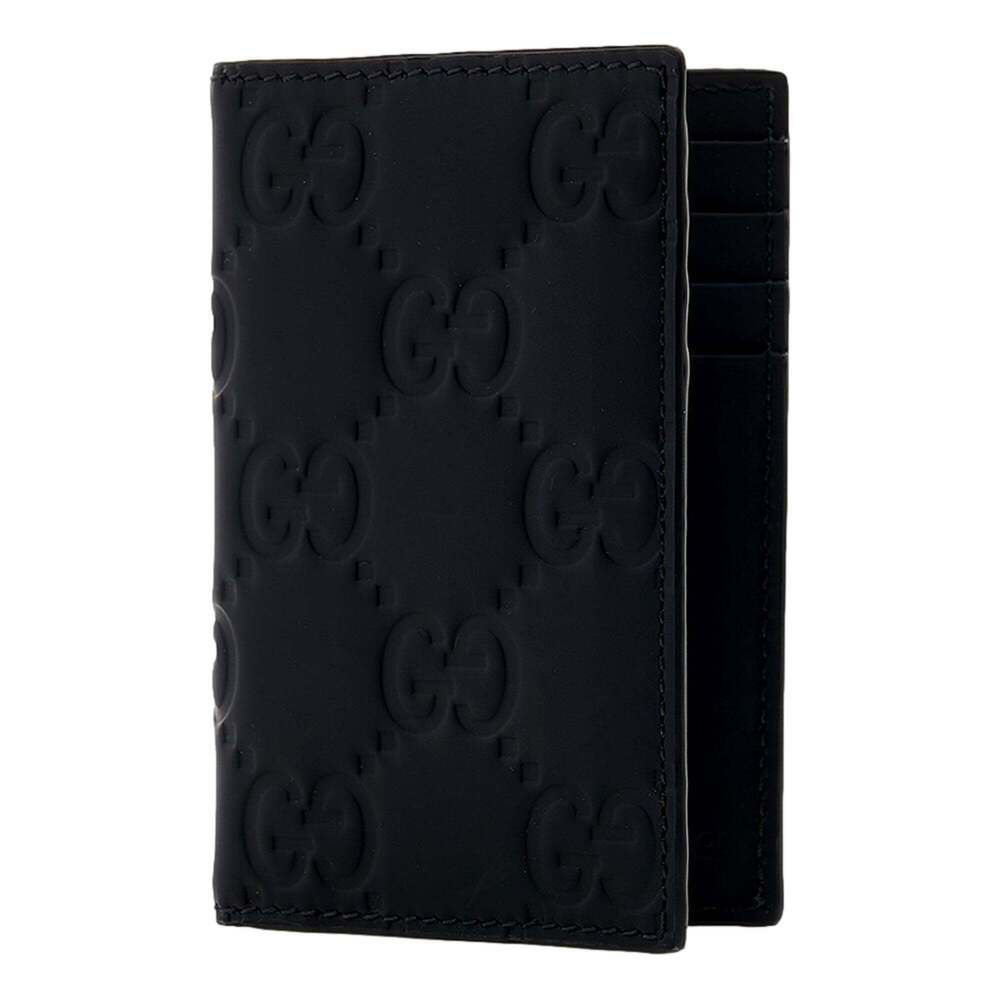 Gucci GG Rubber Effect Long Card Case Black Leather